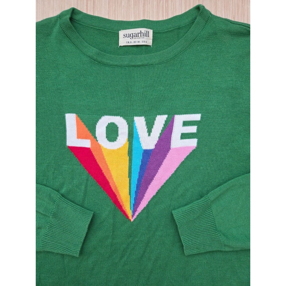 Sugarhill Brighton Women's Rita Jumper Long Sleeve Green Love Rays US 4